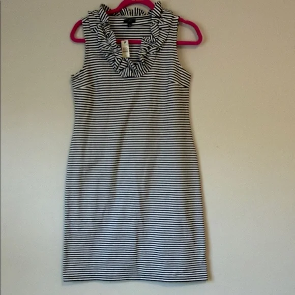 Talbots NWT Sp black and white dress with pretty ruffles at the v-neck. - Picture 1 of 7